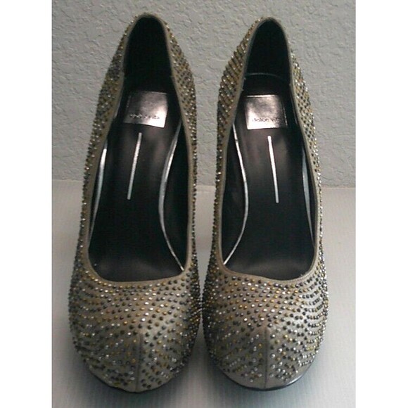 Dolce Vita Shoes - Dolce Vita Brenna Mixed Metal Studded Taupe Leather Platform Pump Heel Size 10M